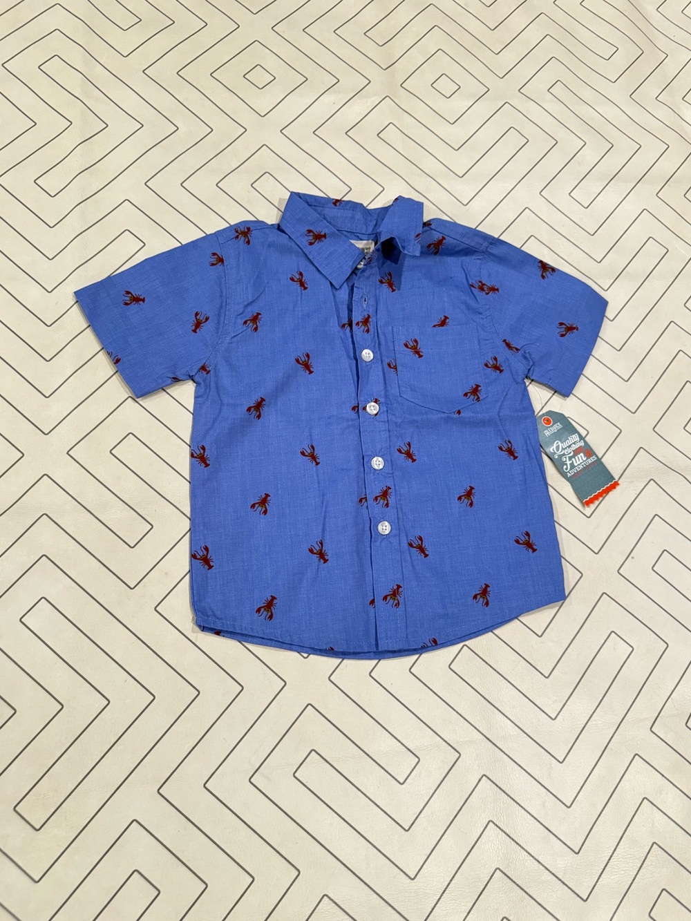 NWT Alex & Jack Short-Sleeve Button-Up Shirt with Lobster Print